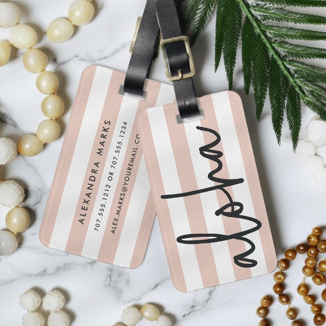 Aloha | Blush Pink Personalized Luggage Tag (Creator Uploaded)