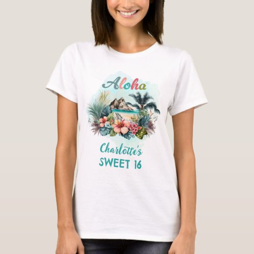 Aloha Boho Tropical Island Beach Summer Sweet 16 T_Shirt