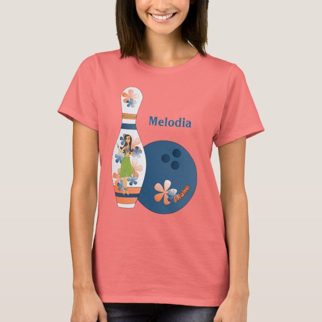Aloha Bowling Design T-Shirt (Front)