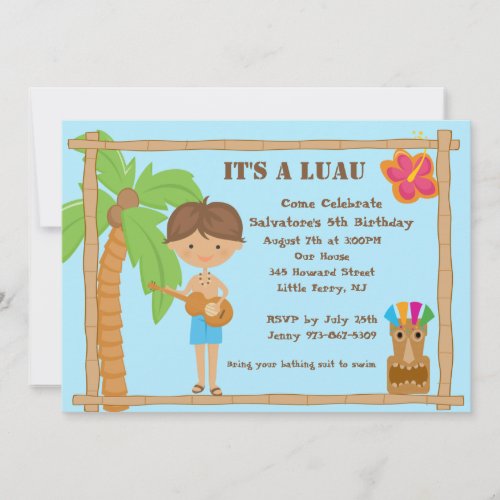 Aloha Boy Luau Birthday Invitation