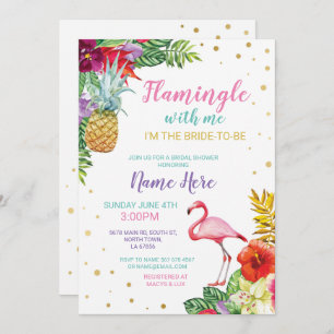 Aloha Bridal Shower Flamingo Gold Invite