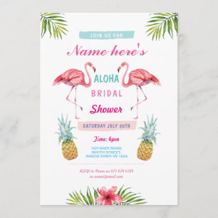 Aloha Bridal Shower Flamingo Pineapple Luau Invite