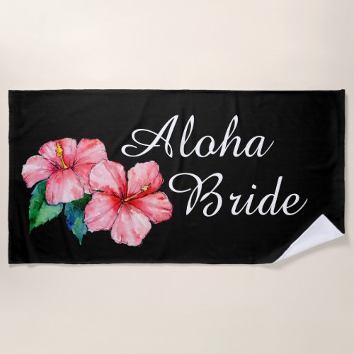 Aloha Bride Pink Tropical Floral Beach Towel