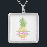 Aloha Bride Wedding Date  Silver Plated Necklace<br><div class="desc">Celebrate being a new bride with this pineapple wedding date necklace.
Change the wording and the date to your own details.
This can also be customized for your wedding party. 
Change to Aloha Tribe and remove the date.</div>