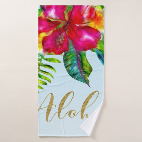 Aloha Bright Electric Pop Tropical Floral Bath Towel Set