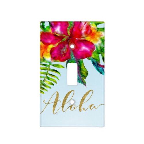 Aloha Bright Electric Pop Tropical Floral Light Switch Cover