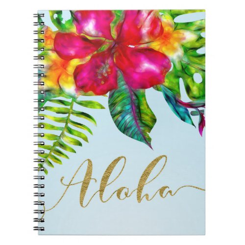 Aloha Bright Electric Pop Tropical Floral Notebook