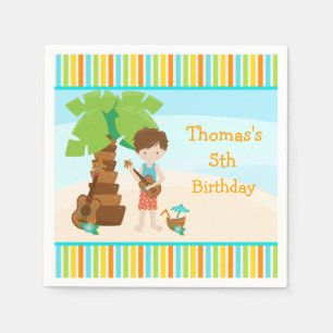 Aloha Brown Hair Boy Party Napkins