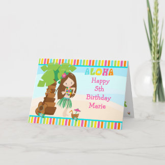Aloha Brown Hair Girl Card