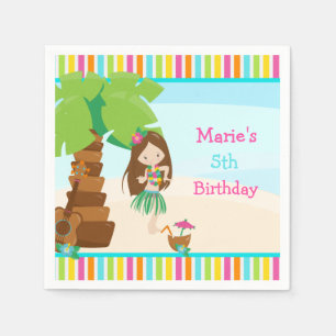 Aloha Brunette Hair Girl Party Napkins