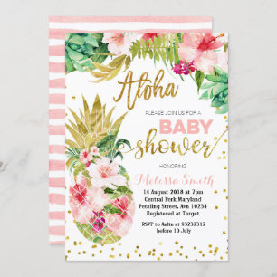 Aloha CACTUS Pineapple baby shower Invitation card