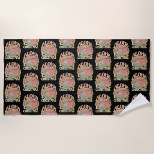 Aloha Christmas Surfing Santa Hawaiian Kalikimaka  Beach Towel