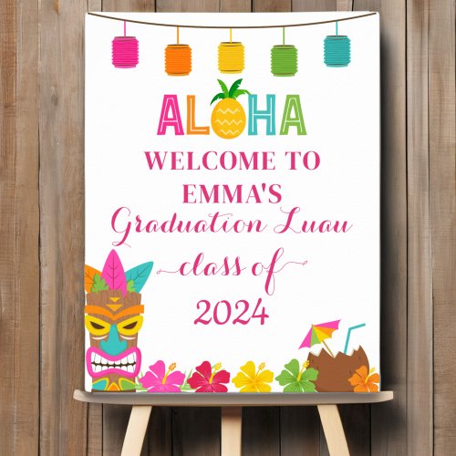 Aloha Class Of 2024 Graduation Luau Welcome Poster