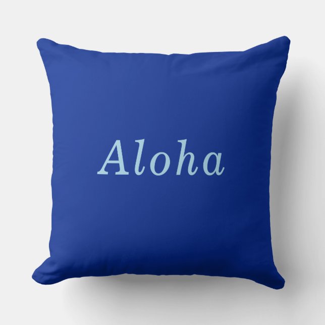 "Aloha" Cobalt & Blue comfy cozy Throw Pillow (Front)