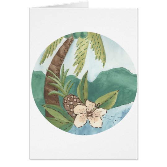 Aloha Coconut, Pineapple, Hibiscus Design Card