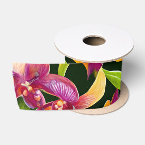 Aloha Collection Lush Vibrant Floral Botanicals  Satin Ribbon