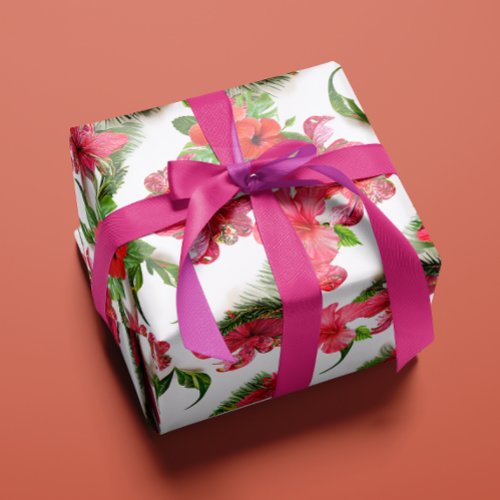 Aloha Collection Lush Vibrant Floral Botanicals Wrapping Paper