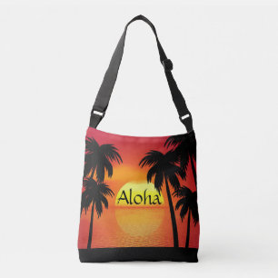 Aloha Colorful Hawaiian Palm Trees and Sunset Crossbody Bag
