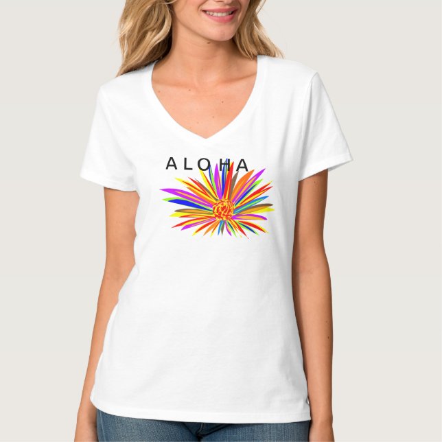 Aloha Colorful Tropical Flower T-Shirt (Front)