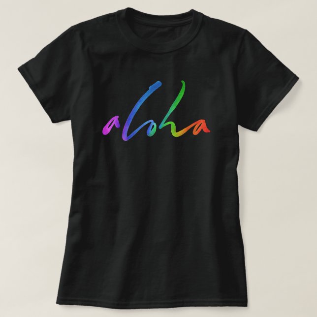 Aloha Colorful Tropical Lettering - Hawaii Hawai'i T-Shirt (Design Front)