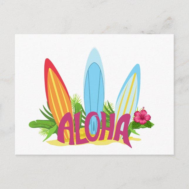Aloha Cool Surfing Boars on the Beach  Postcard (Front)