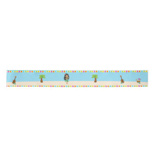 Aloha Cute African American Girl Satin Ribbon