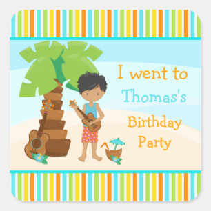 Aloha Cute African American Party Square Sticker