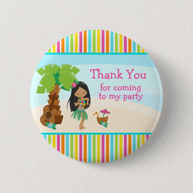 Aloha Cute African American 'Thank you for coming' Button (Front)