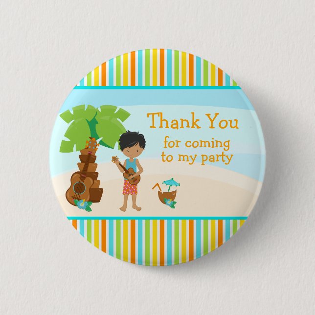 Aloha Cute African American 'Thank you for coming' Button (Front)