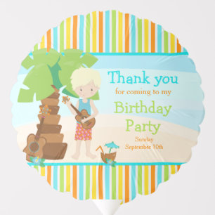 Aloha Cute Blonde Hair Boy Birthday Party Balloon