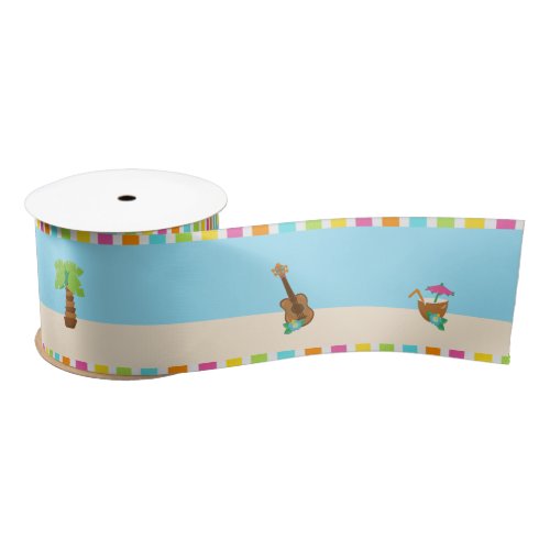 Aloha Cute Blonde Hair Girl Satin Ribbon