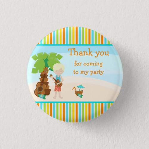 Aloha Cute Blonde Hair Thank you for coming Pinback Button