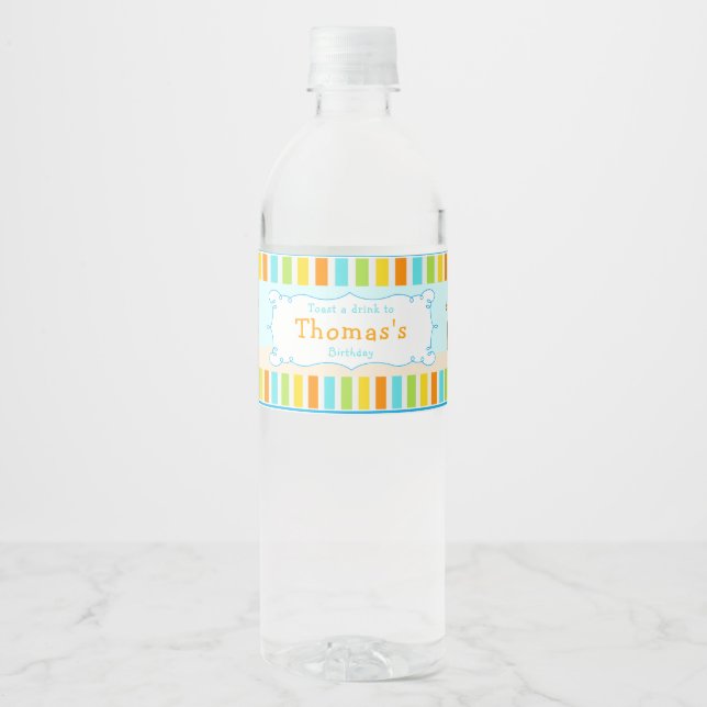 Aloha Cute Boy Water Bottle Label (Front)