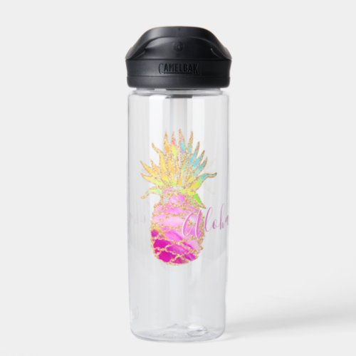 Aloha _ Cute Colourful Pink and Gold Pineapple  Water Bottle