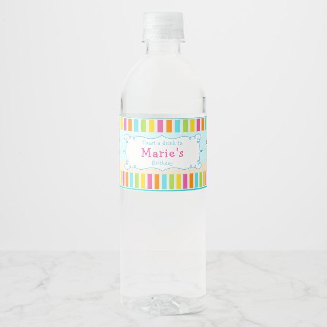Aloha Cute Girl Water Bottle Label (Front)