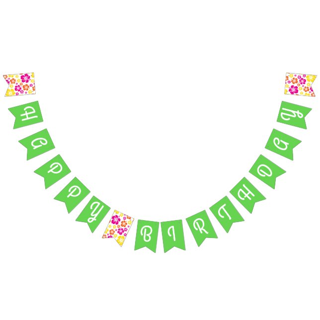 Aloha Cute Hawaiian 1st Birthday Party Theme Bunting Flags (All)