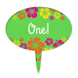 Aloha Cute Hawaiian 1st Birthday Party Theme Cake Topper