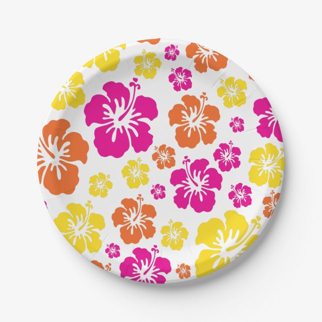 Aloha Cute Hawaiian 1st Birthday Party Theme Paper Plates (Front)