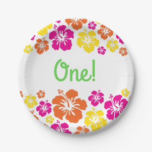 Aloha Cute Hawaiian 1st Birthday Party Theme Paper Plates