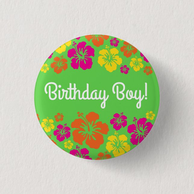 Aloha Cute Hawaiian Kid's Birthday Party Button (Front)