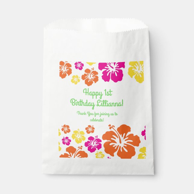 Aloha Cute Hawaiian Kid's Birthday Party Favor Bag (Front)