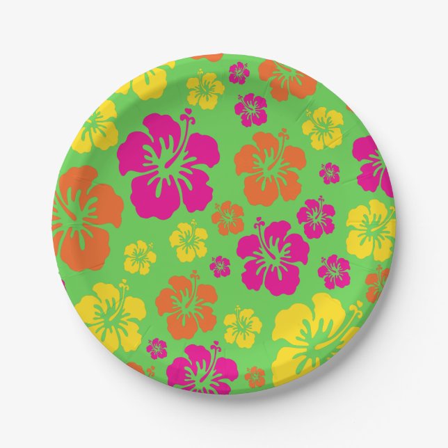 Aloha Cute Hawaiian Kid's Birthday Party Paper Plates (Front)