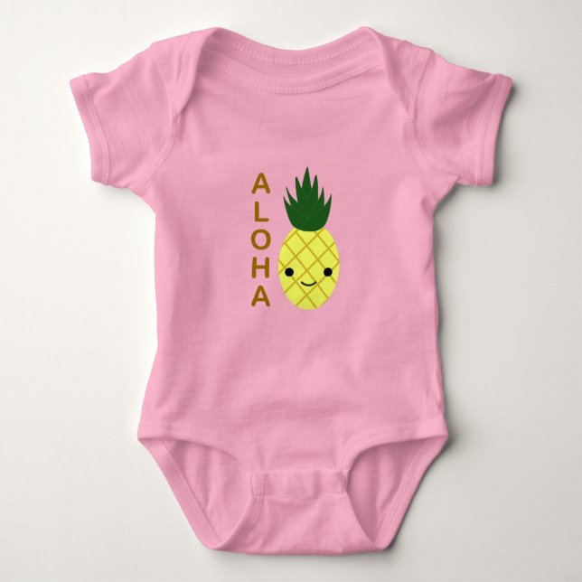 Aloha Cute Kawaii Pineapple Baby Bodysuit (Front)