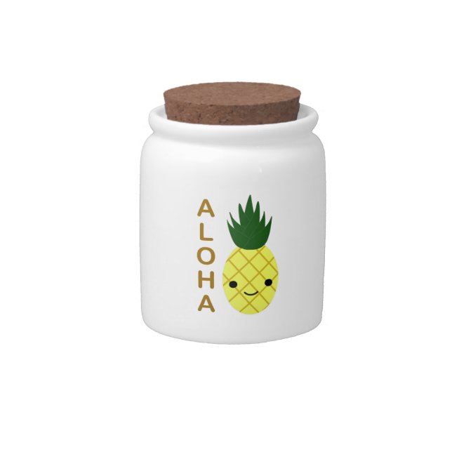 Aloha Cute Kawaii Pineapple Candy Jar (Front)