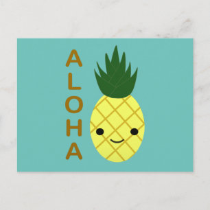 Aloha Cute Kawaii Pineapple Holiday Postcard