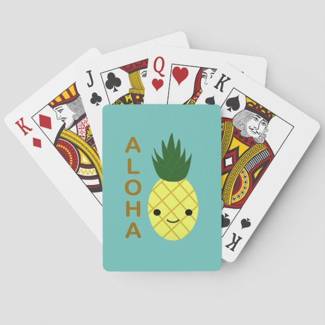 Aloha Cute Kawaii Pineapple Poker Cards (Back)