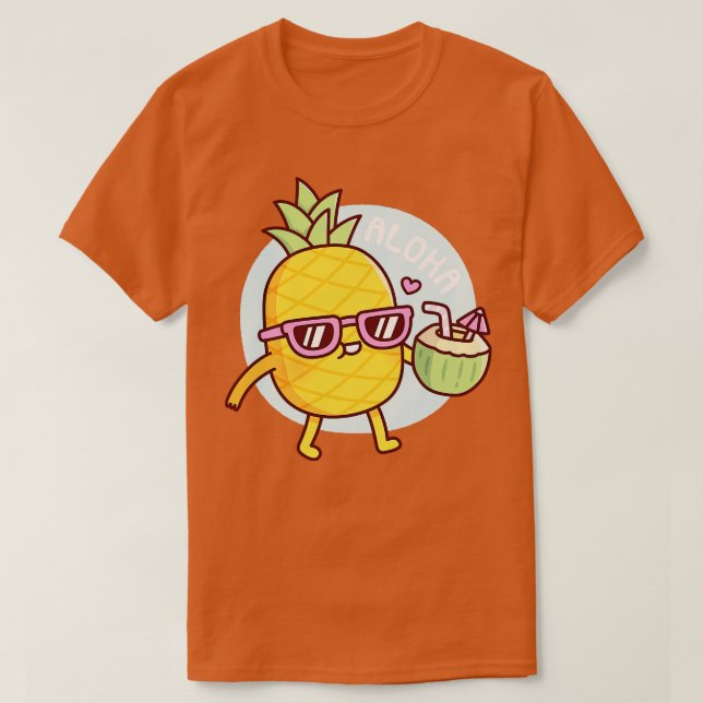 Aloha Cute Pineapple With Sunglasses And Coconut W T-Shirt (Design Front)