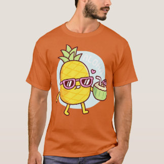 Aloha Cute Pineapple With Sunglasses And Coconut W T-Shirt