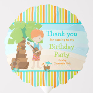 Aloha Cute Red Hair Boy Birthday Party Balloon