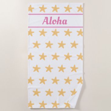 Aloha! Cute Tropical Starfish Pattern Beach Towel